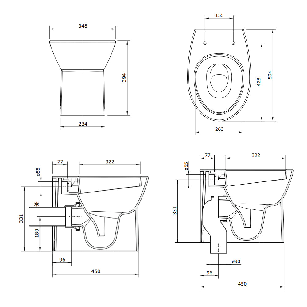 Wc filo muro per spazi piccoli mod. Casual cm 34x49 con sedile chiusura rallentata
