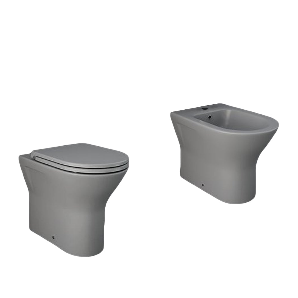 Sanitari Filomuro cm 36x55 mod. Sensation wc rimless+bidet+sedile soft close scarico universale Grigio Opaco