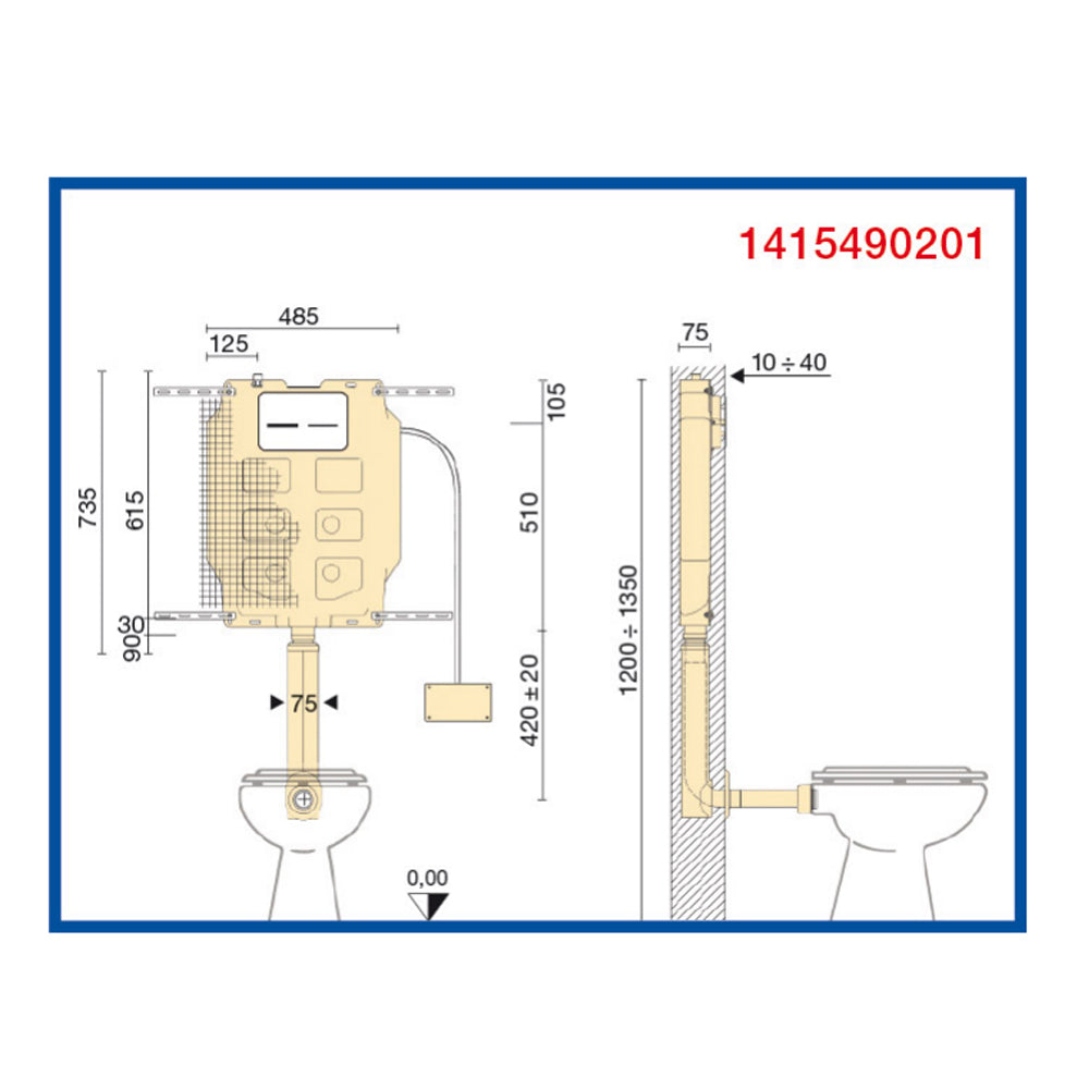 Cassetta di scarico a incasso Pucci Eco Sfioro per pareti in muratura 9-4 Litri
