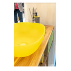 Lavabo da appoggio in resina Giallo matt semi-trasparente serie ''Snob2.0'' Cipi 55cm