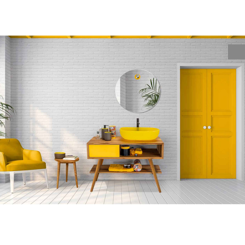 Lavabo da appoggio in resina Giallo matt semi-trasparente serie ''Snob2.0'' Cipi 55cm
