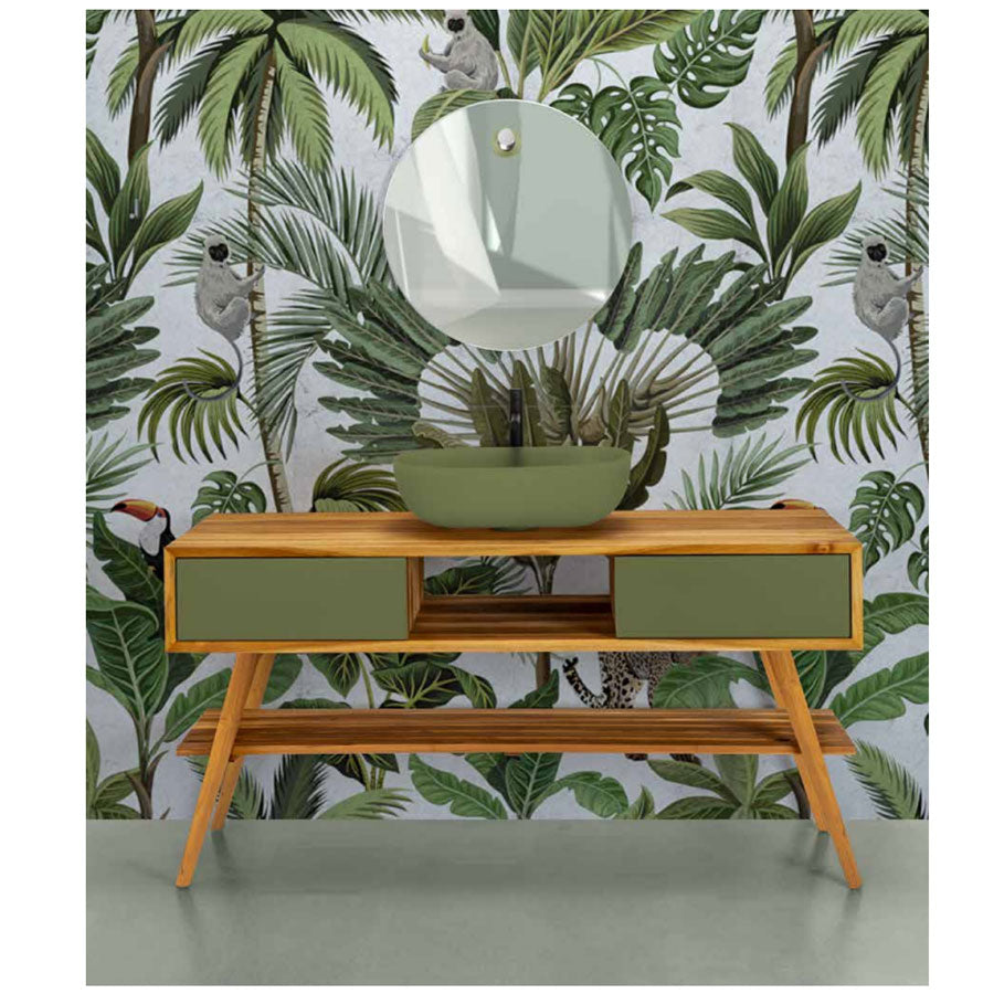 Lavabo da appoggio in resina Verde matt semi-trasparente serie ''Snob2.0'' Cipi 55cm