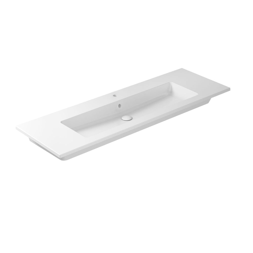 Lavabo ad incasso/sospeso serie Eden di Ceramica Galassia - Bianco lucido 1 foro  121x46cm