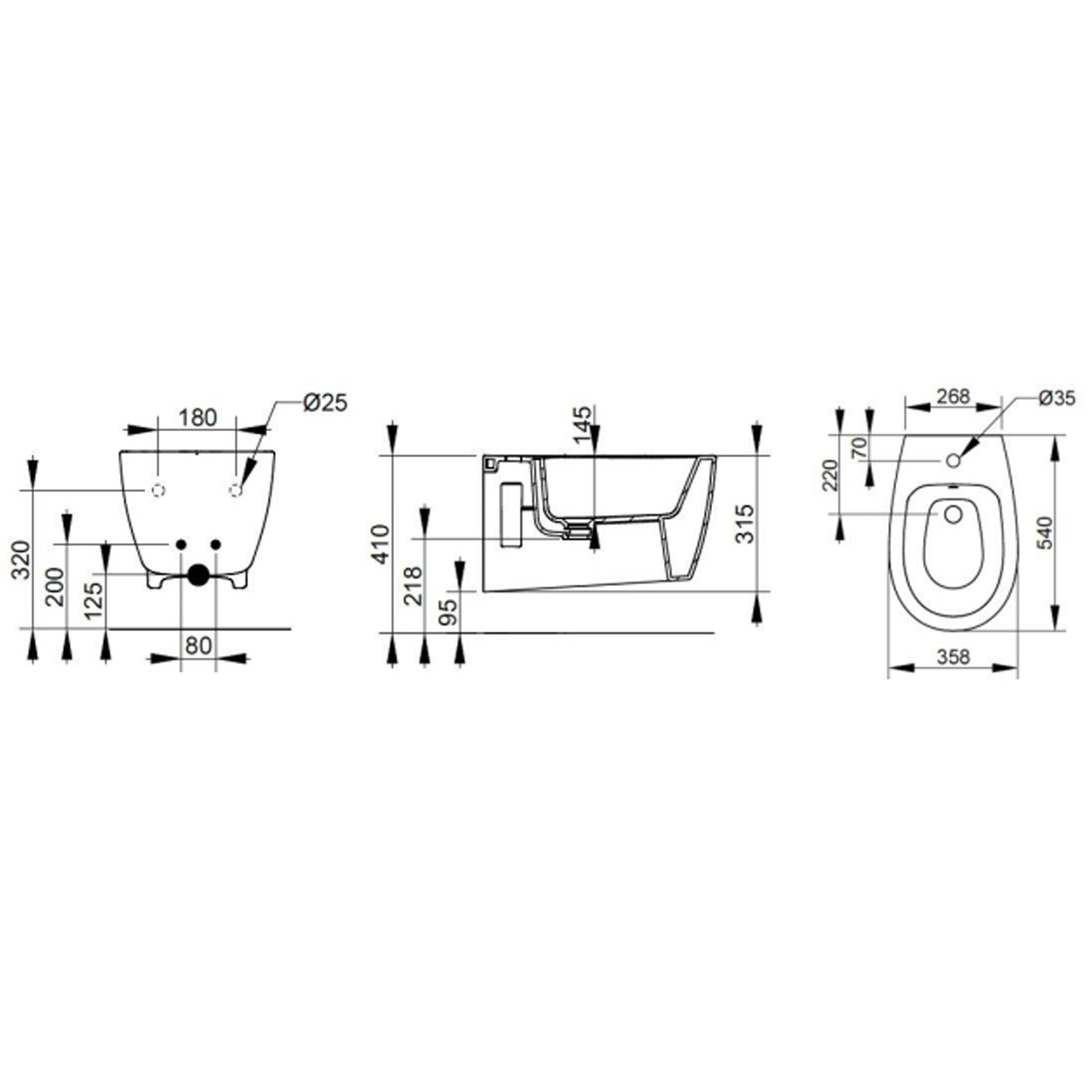 Bidet sospeso Ceramica Dolomite modello Demy 54x36 cm