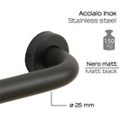 1121-14-30 - Maniglione lunghezza 30 cm Modello Up Gedy in Acciaio Inox - Finitura Nera Opaca
