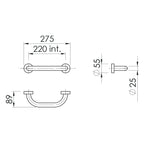 1121-14-20 - Maniglione Lunghezza 20 cm Modello Up Gedy in Acciaio Inox - Finitura Nera Opaca
