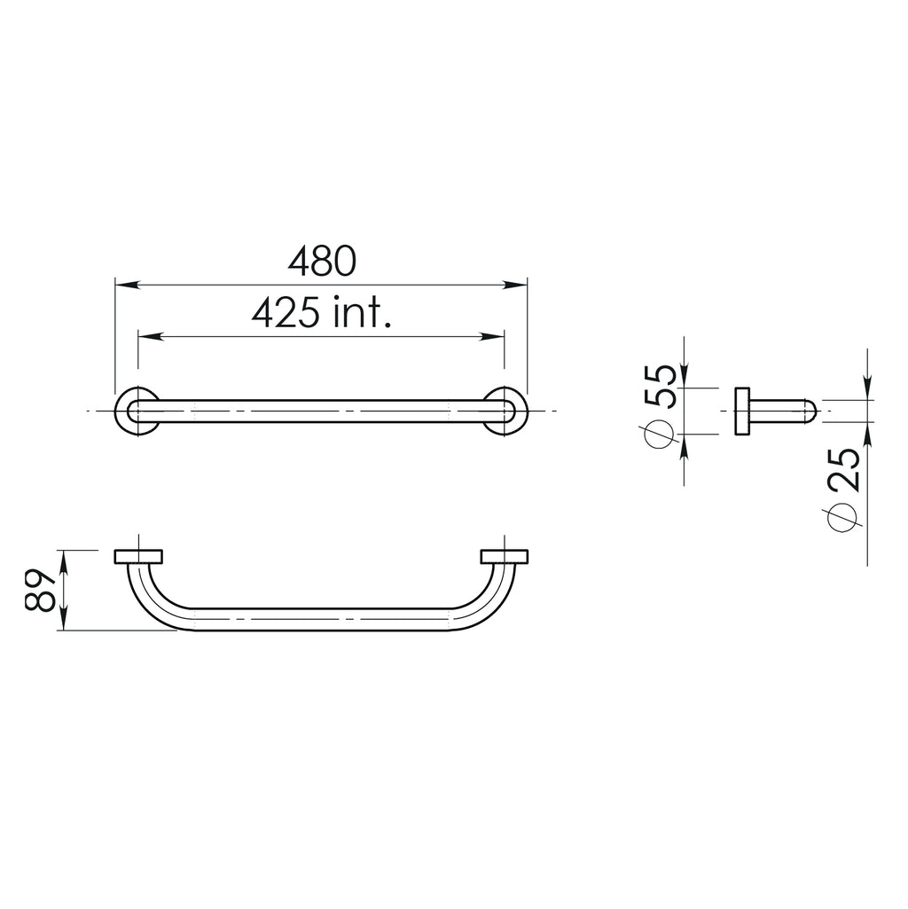1121-02-45 - Maniglione lunghezza 45 cm Modello Up Gedy in Acciaio Inox - Finitura Bianca