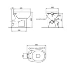 Vaso-bidet per anziani BathCore serie Consil 48 cm con scarico a muro - Bianco