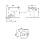 Vaso-bidet per anziani BathCore serie Consil 48 cm con scarico a pavimento - Bianco