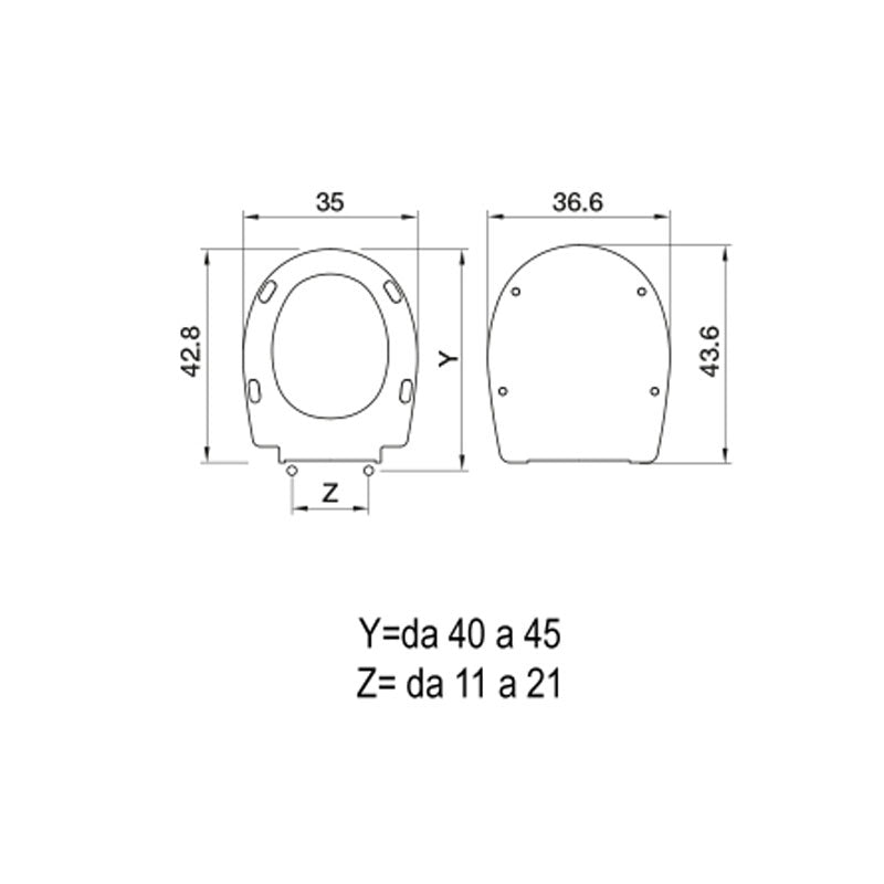 Sedile wc in termoindurente con chiusura tradizionale per Vaso IDEAL STANDARD Modello TONDA