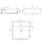Lavabo da appoggio quadrato BathCore 48x48 cm con foro rubinetteria - Bianco lucido