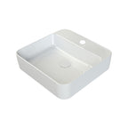 Lavabo da appoggio quadrato BathCore 48x48 cm con foro rubinetteria - Bianco lucido