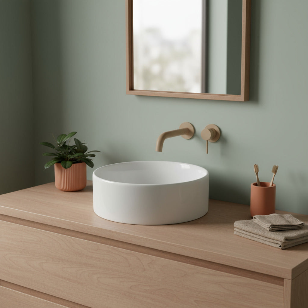 Lavabo rotondo BathCore Ã¸41 cm - Bianco lucido