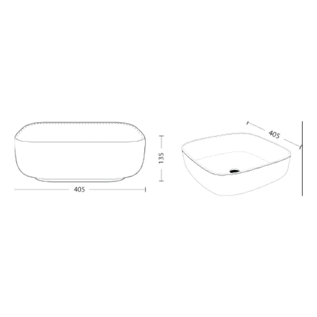 Lavabo quadrato con lati arrotondati BathCore 40x40 cm - Bianco lucido