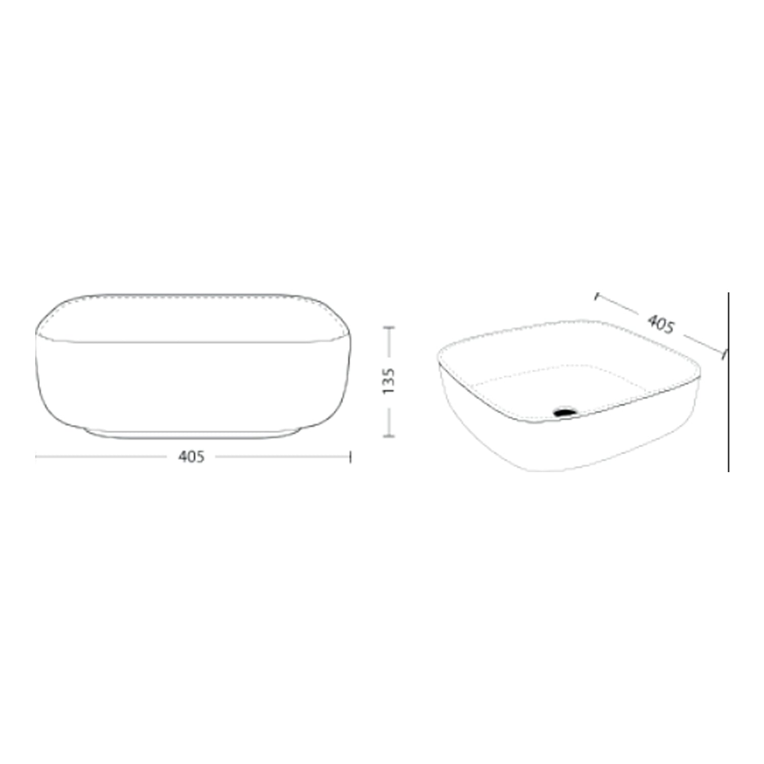 Lavabo quadrato con lati arrotondati BathCore 40x40 cm - Bianco lucido