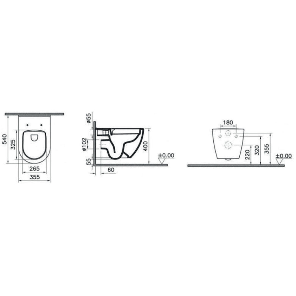 Sanitari sospesi con copriwater soft-close BathCore serie Circle 54x35 cm - Bianco lucido