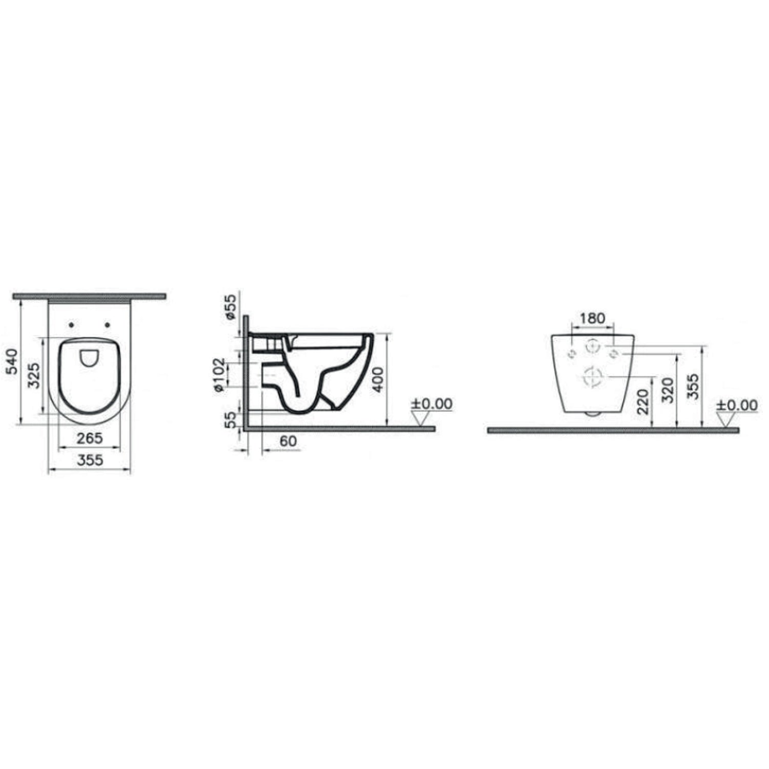 Sanitari sospesi con copriwater soft-close BathCore serie Circle 54x35 cm - Bianco lucido
