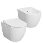 Sanitari sospesi con copriwater soft-close BathCore serie Circle 54x35 cm - Bianco lucido