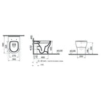 Sanitari a terra senza brida con copriwater soft-close BathCore serie Circle 54x35 cm - Bianco lucido