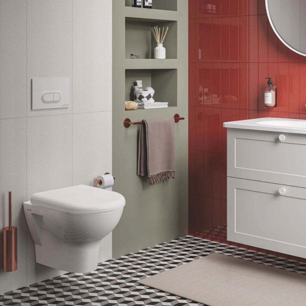 Sanitari sospesi con copriwater BathCore serie Zenzero 50x35 cm - Bianco lucido