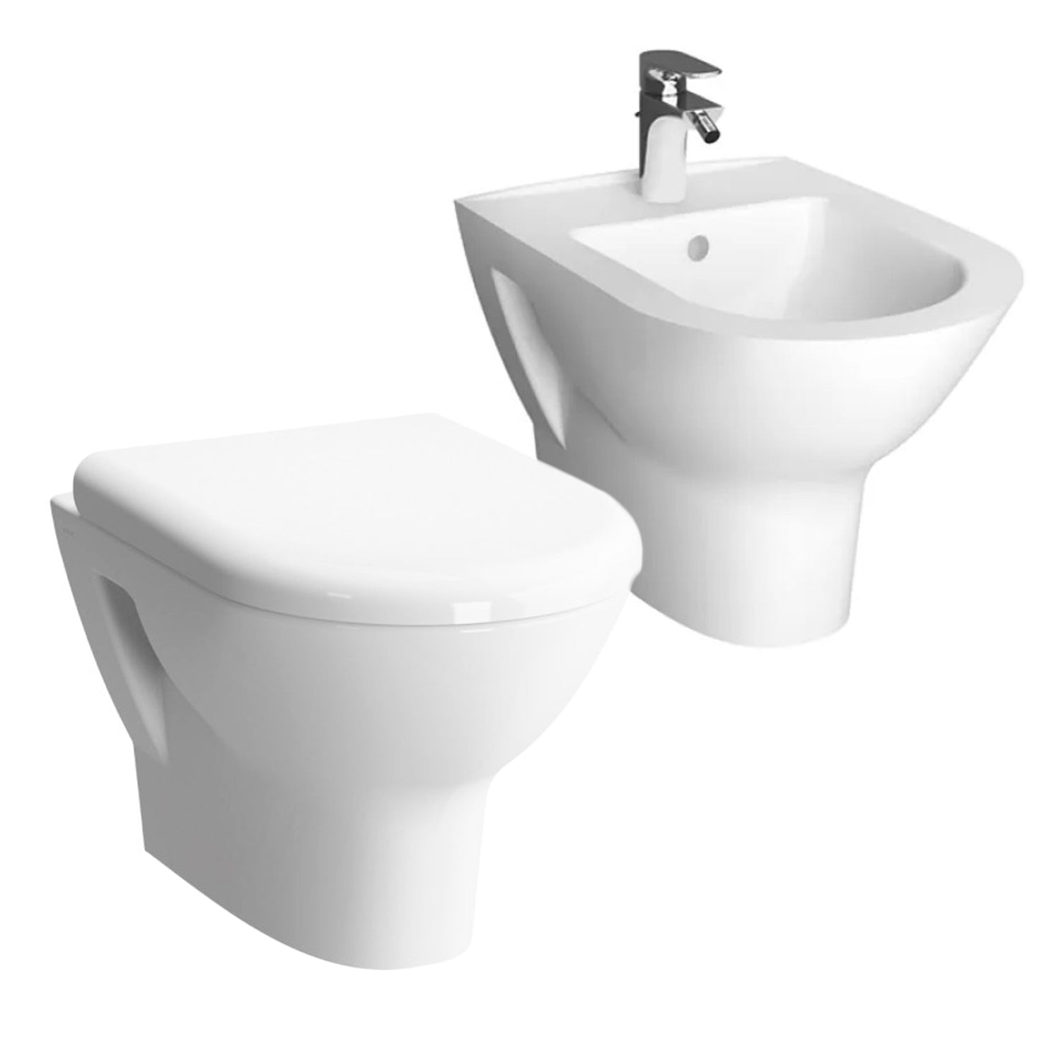 Sanitari sospesi con copriwater BathCore serie Zenzero 50x35 cm - Bianco lucido