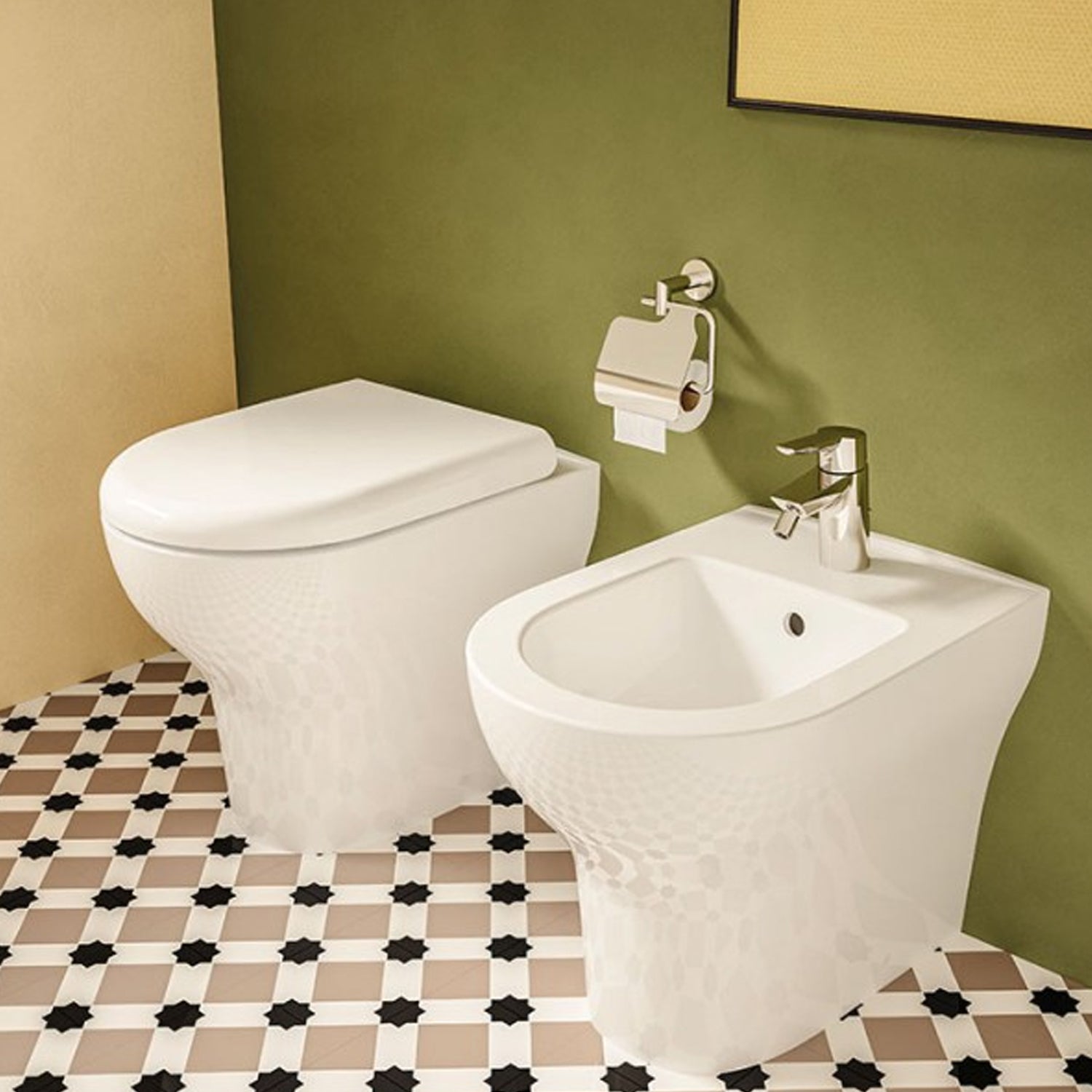 Sanitari a terra con copriwater BathCore serie Zenzero 50x35 cm - Bianco lucido