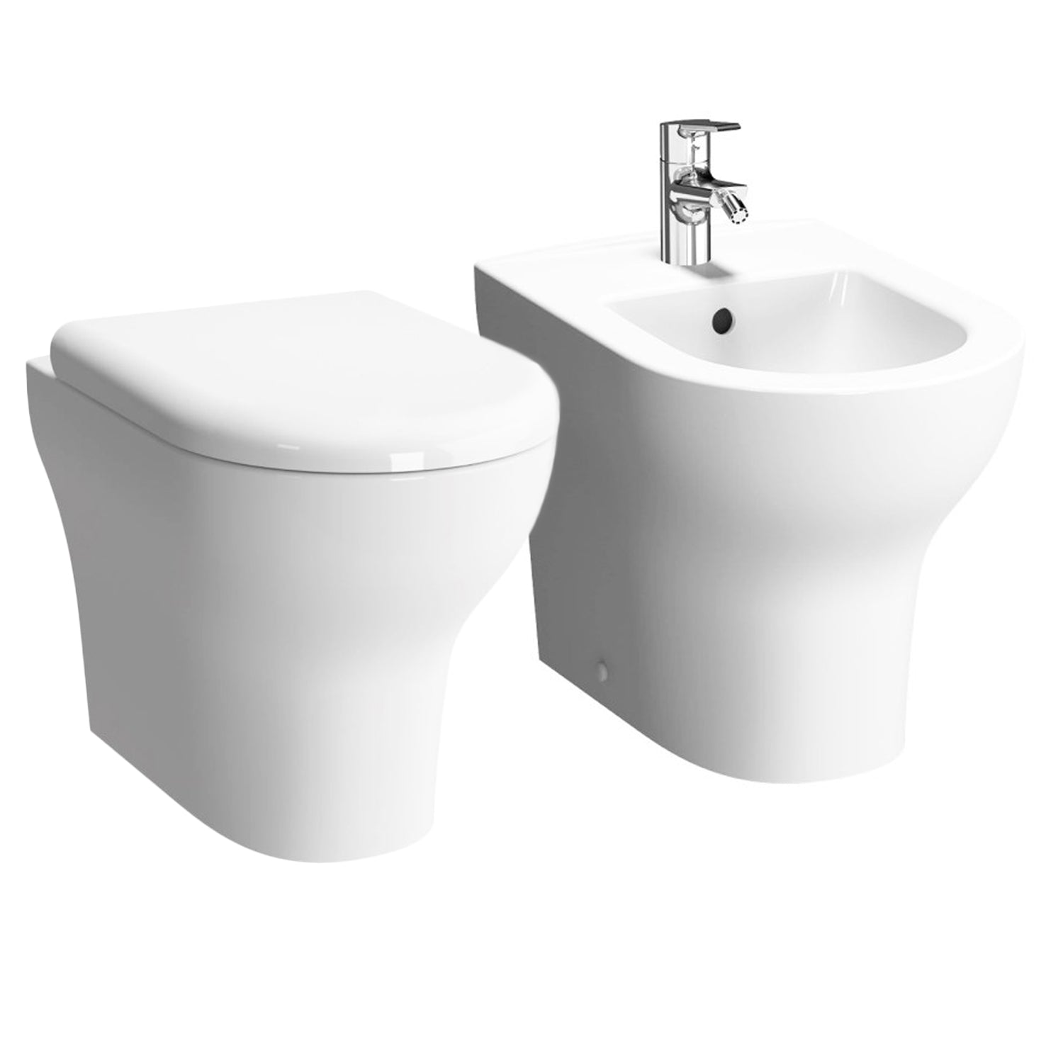 Sanitari a terra con copriwater BathCore serie Zenzero 50x35 cm - Bianco lucido