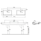 Lavabo da appoggio/sospeso squadrato con doppia vasca e fori Ceramica Azzurra Elegance 161x46 cm - Bianco lucido