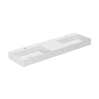 Lavabo da appoggio/sospeso squadrato con doppia vasca e fori Ceramica Azzurra Elegance 161x46 cm - Bianco lucido