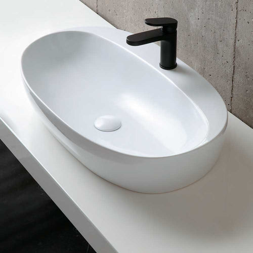 Lavabo da appoggio Ceramica Azzurra Elegance 70x42 con foro rubinetto - Bianco Lucido