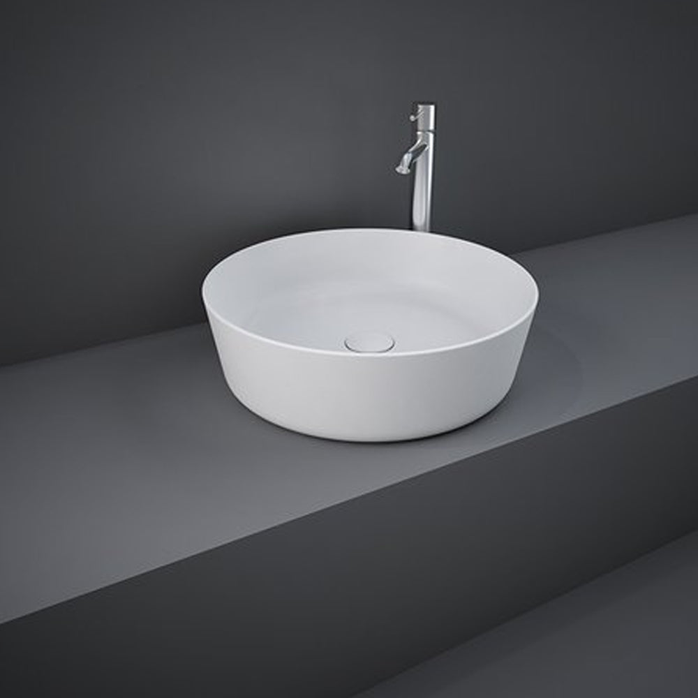 Lavabo da appoggio tondo bordi sottili Sensation in ceramica diametro 42 cm- Bianco Opaco
