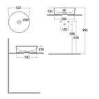 Lavabo da appoggio tondo bordi sottili Sensation in ceramica diametro 42 cm- Grigio Opaco
