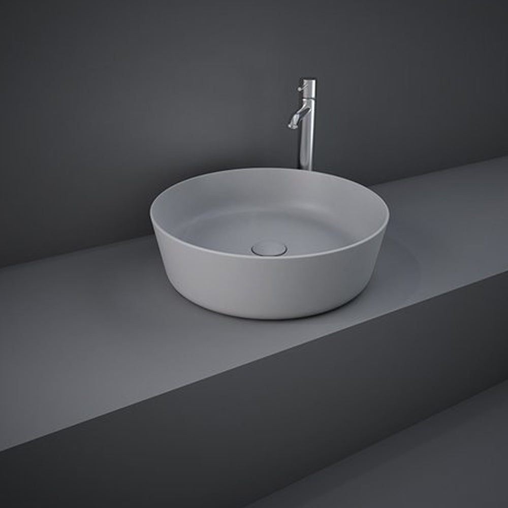 Lavabo da appoggio tondo bordi sottili Sensation in ceramica diametro 42 cm- Grigio Opaco