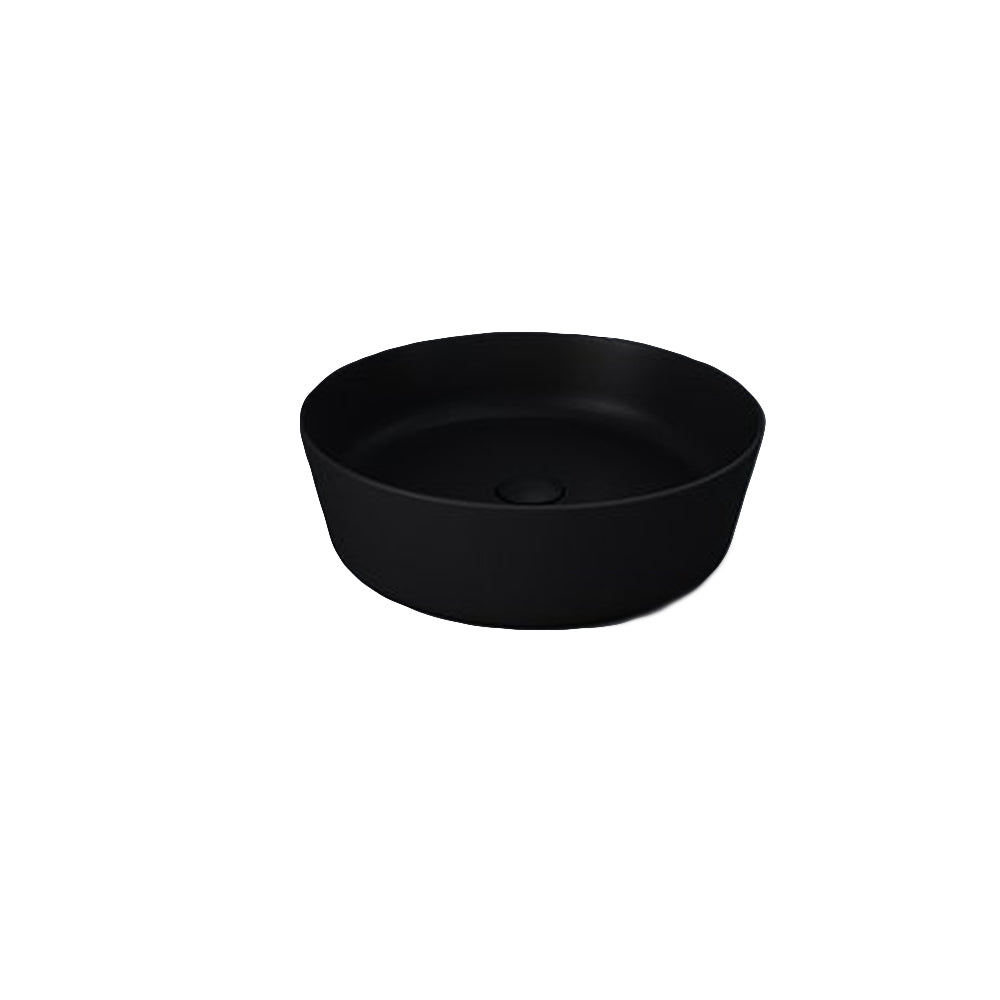 Lavabo da appoggio tondo bordi sottili Sensation in ceramica diametro 42 cm- Nero Opaco