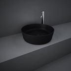 Lavabo da appoggio tondo bordi sottili Sensation in ceramica diametro 42 cm- Nero Opaco