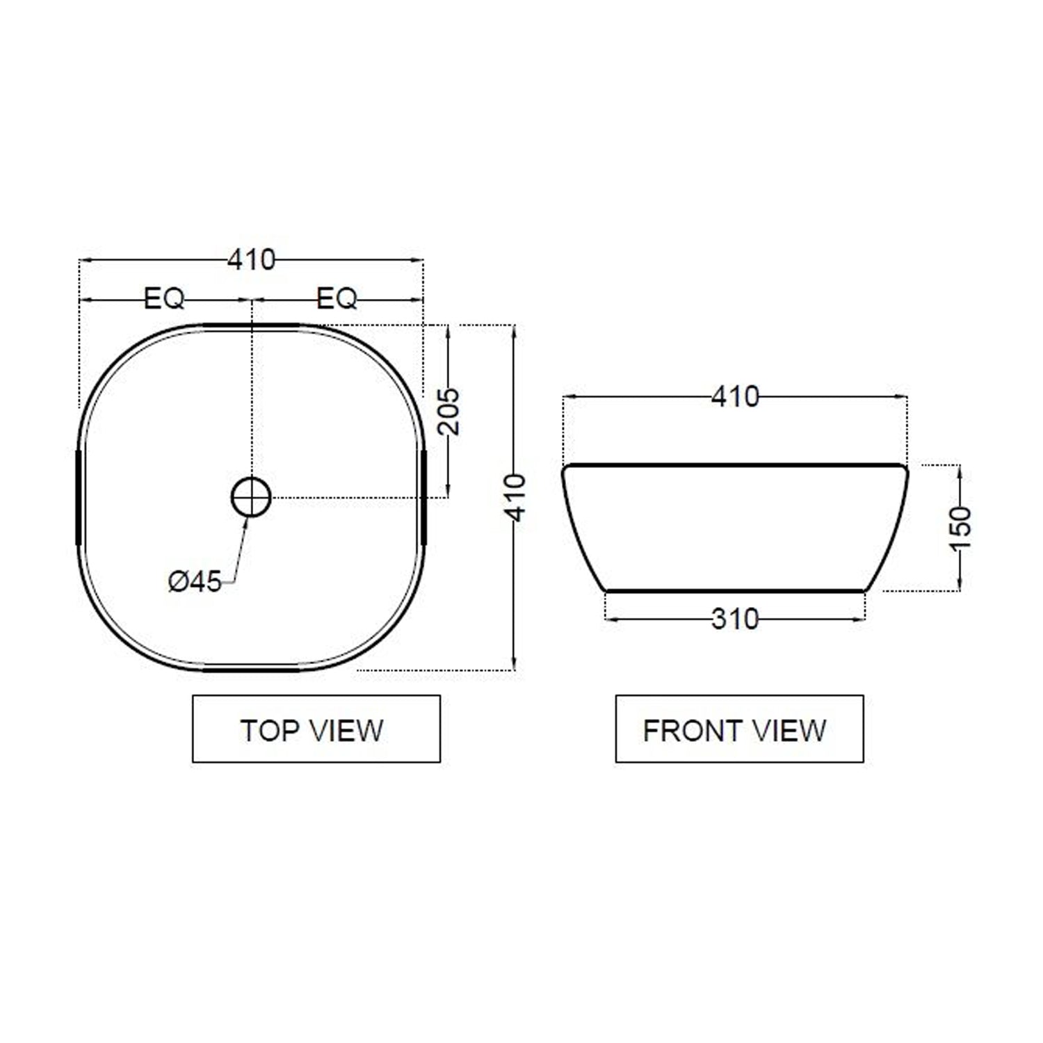 Lavabo da appoggio in ceramica bianca lucida cm 40x40 BathCore