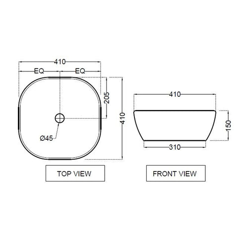 Lavabo da appoggio in ceramica bianca lucida cm 40x40 BathCore