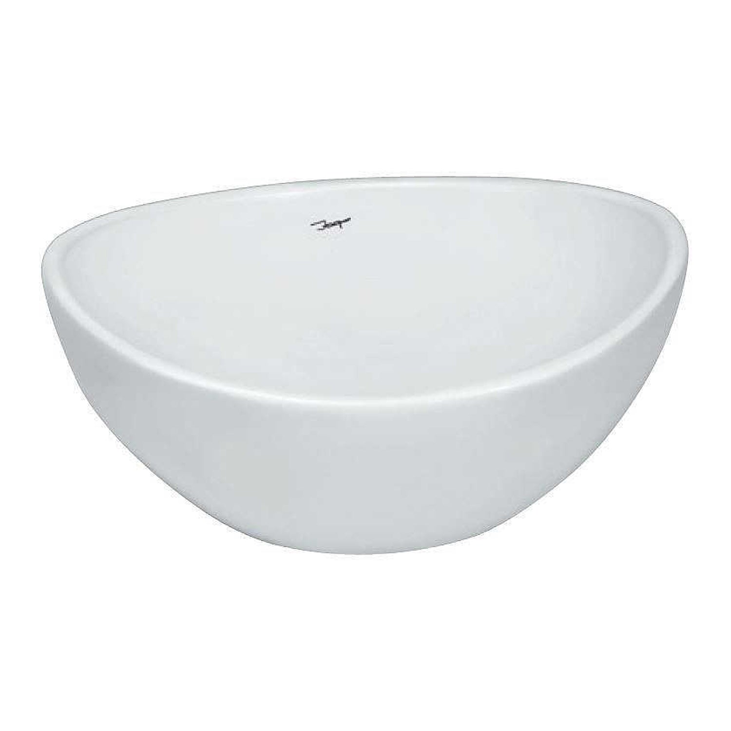 Lavabo da appoggio ovale in ceramica bianca lucida cm 42