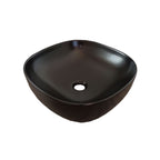 Lavabo da appoggio quadrato con angoli smussati BathCore in ceramica nero opaco cm 41x41
