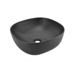 Lavabo da appoggio quadrato con angoli smussati BathCore in ceramica nero opaco cm 41x41
