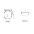 Lavabo da appoggio quadrato con angoli smussati BathCore in ceramica nero opaco cm 41x41