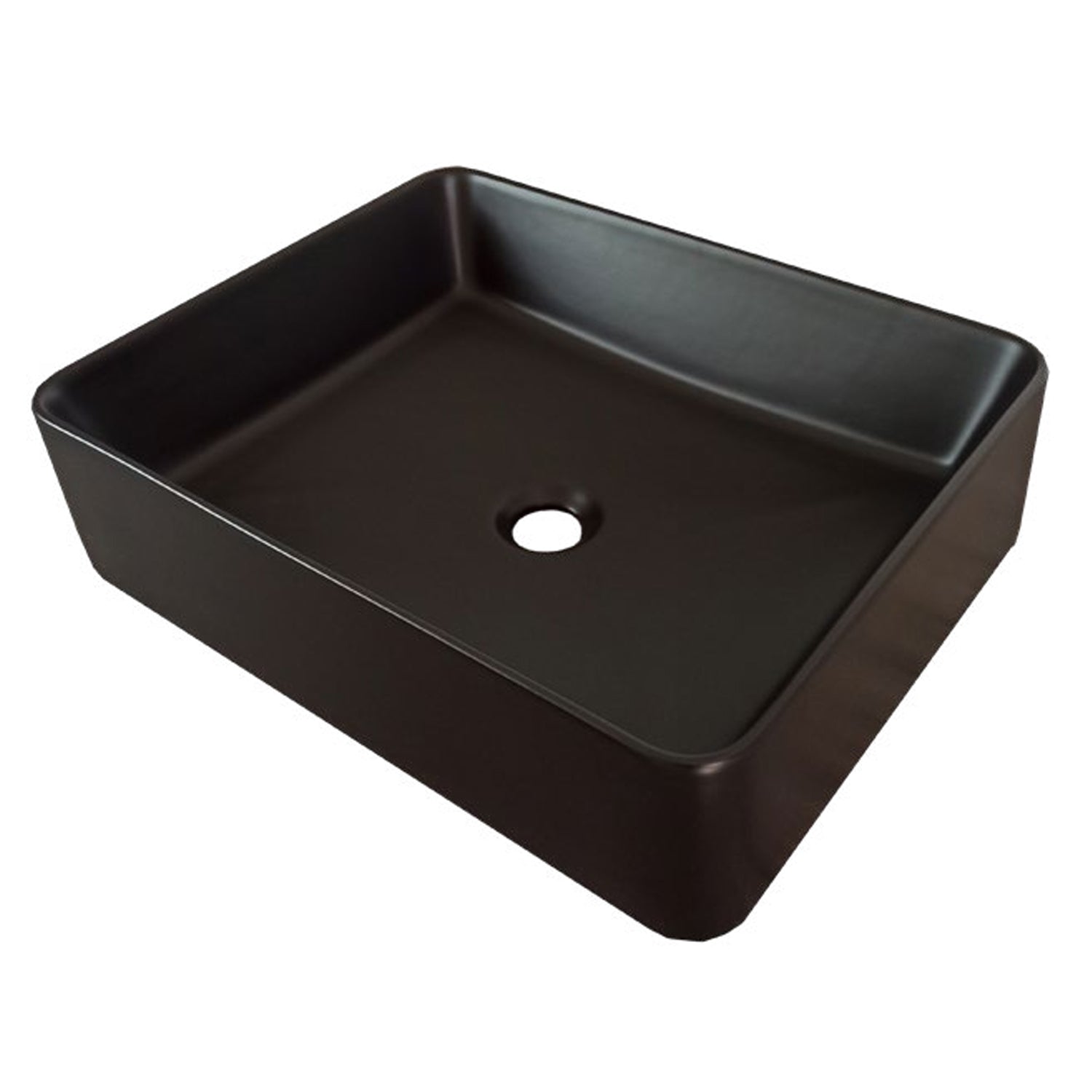 Lavabo da appoggio rettangolare in ceramica nero opaco cm 53x42