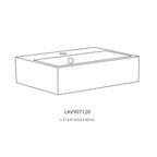 Lavabo da appoggio monoforo rettangolare in Ceramica bianca lucida cm 51x43