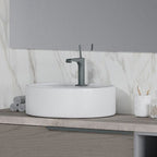 Lavabo da appoggio monoforo ovale in ceramica bianca lucida cm 48