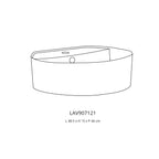 Lavabo da appoggio monoforo ovale in ceramica bianca lucida cm 48