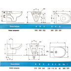Sanitari sospesi wc+bidet +sedile normal close Geberit 'Selnova Pro' cm 53