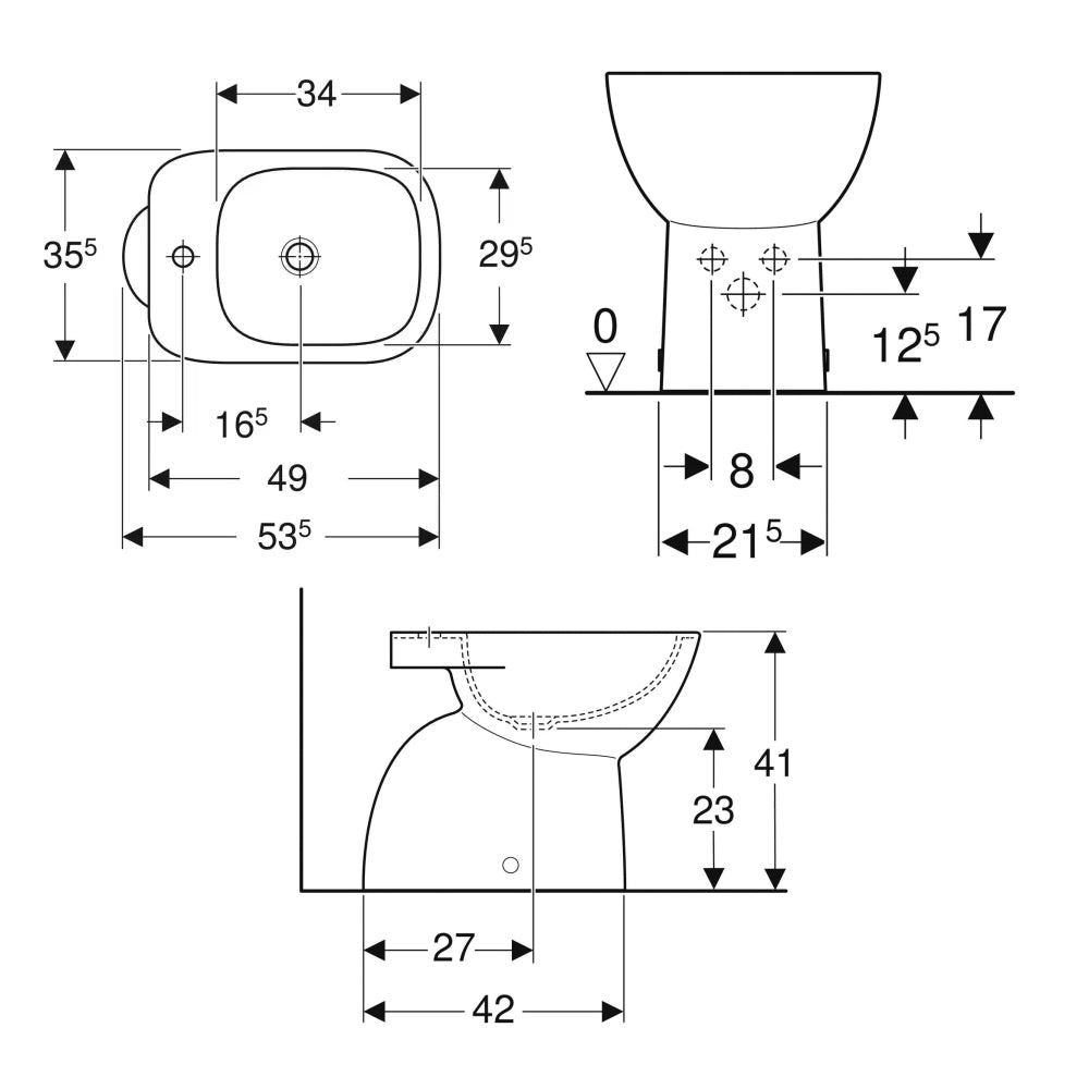 Sanitari distanziati da parete con scarico a terra wc+bidet +sedile soft close Geberit 'Fantasia' cm 53