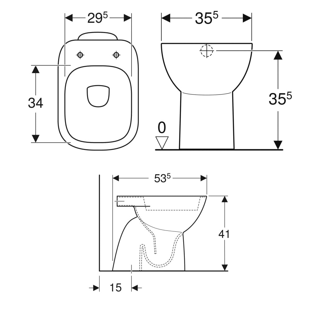 Sanitari distanziati da parete con scarico a terra wc+bidet +sedile soft close Geberit 'Fantasia' cm 53