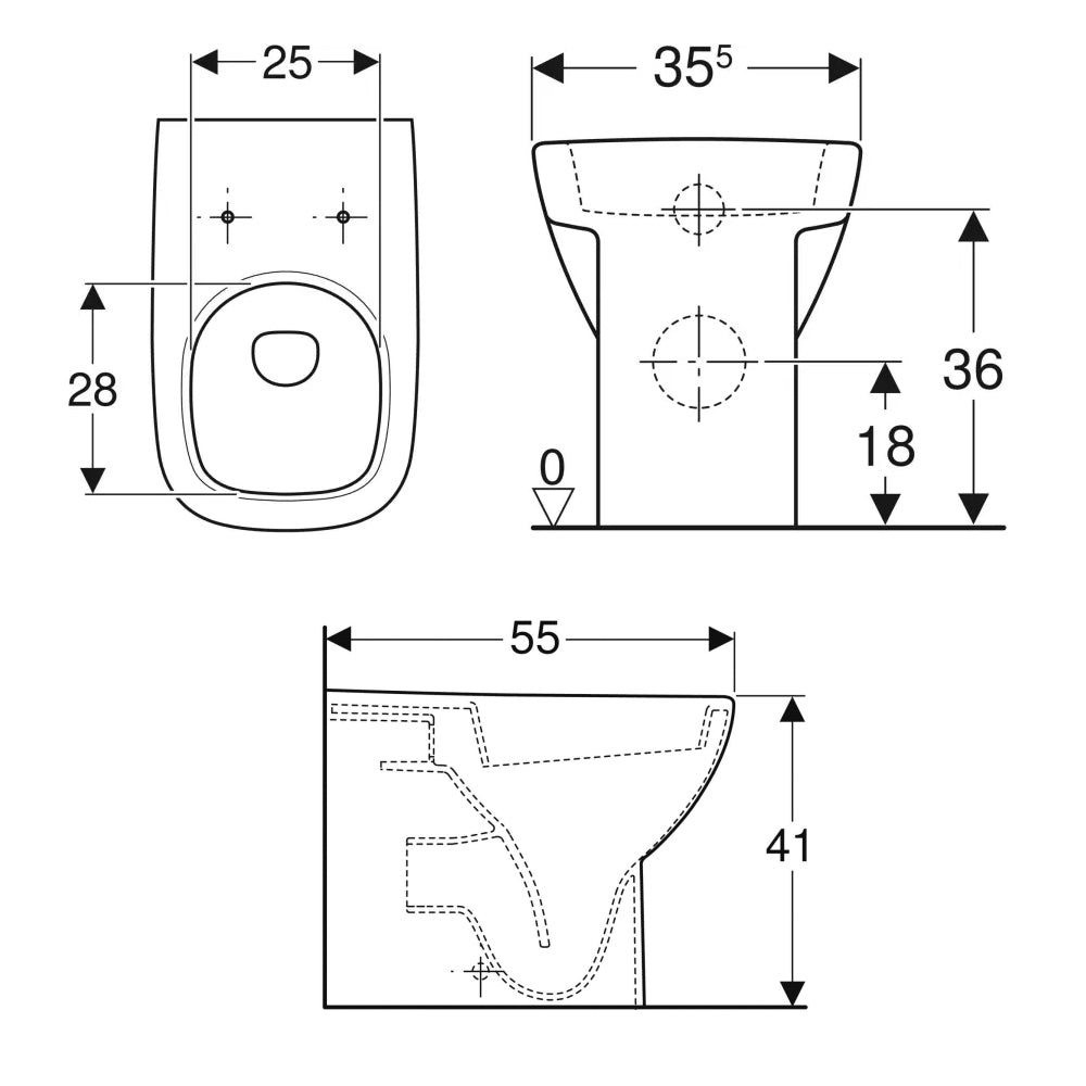 Sanitari filomuro con scarico universale wc+bidet +sedile soft close Geberit 'Fantasia 2' cm 55