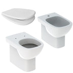 Sanitari filomuro con scarico universale wc+bidet +sedile tradizionale Geberit 'Fantasia 2' cm 55